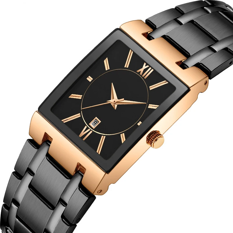 Fashion Waterproof Stainless Steel Wrist Watch Oem Private Label Luxury Men Gold Square Quartz Watches