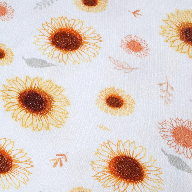 Best Quality Anti Pilling Sunflower Design Jersey Rayon Spandex Floral Printed Fabric