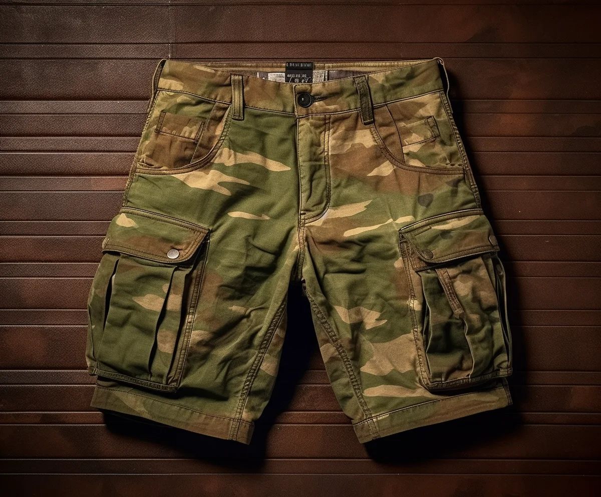 Mens Summer Knee Pocket Casual Cotton Elastic Waist Bermudas Casual Camo Cargo Shorts
