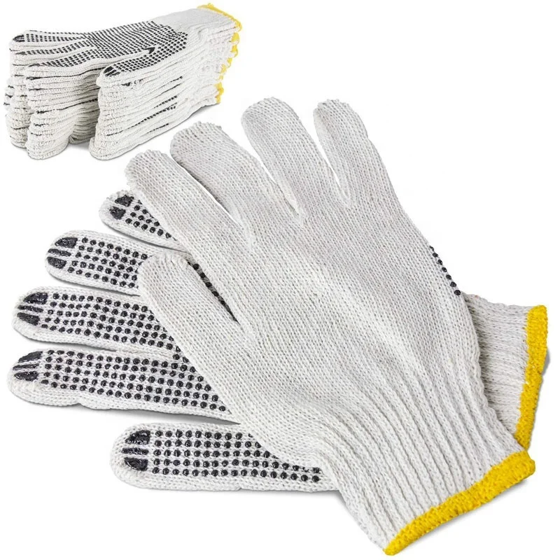 Promotion price Non-slip guantes de trabajo Polyester Freezer driving garden work gloves with single sided pvc dots