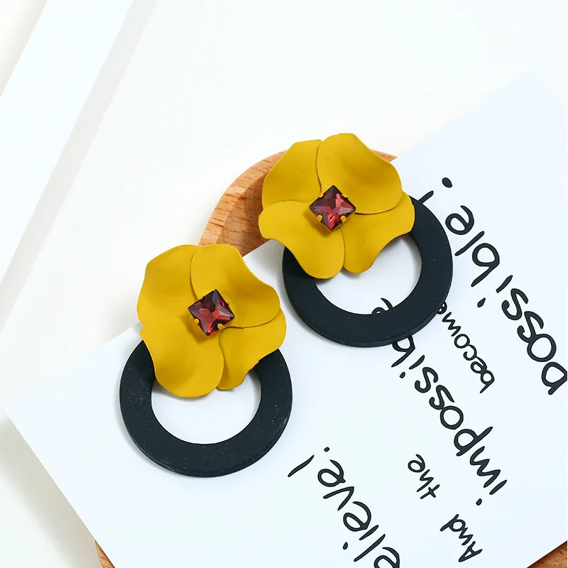 Pretty Design Yellow Sunflower Fancy Earrings For Girl Party