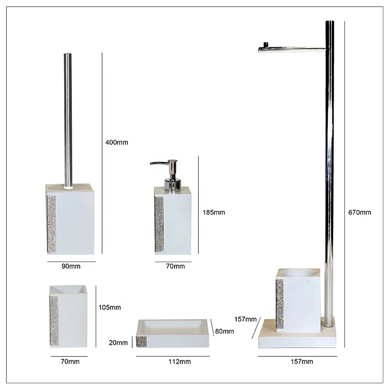 Luxury Colorful Home Bathroom Decorations Resin Bathroom Accessories Sets