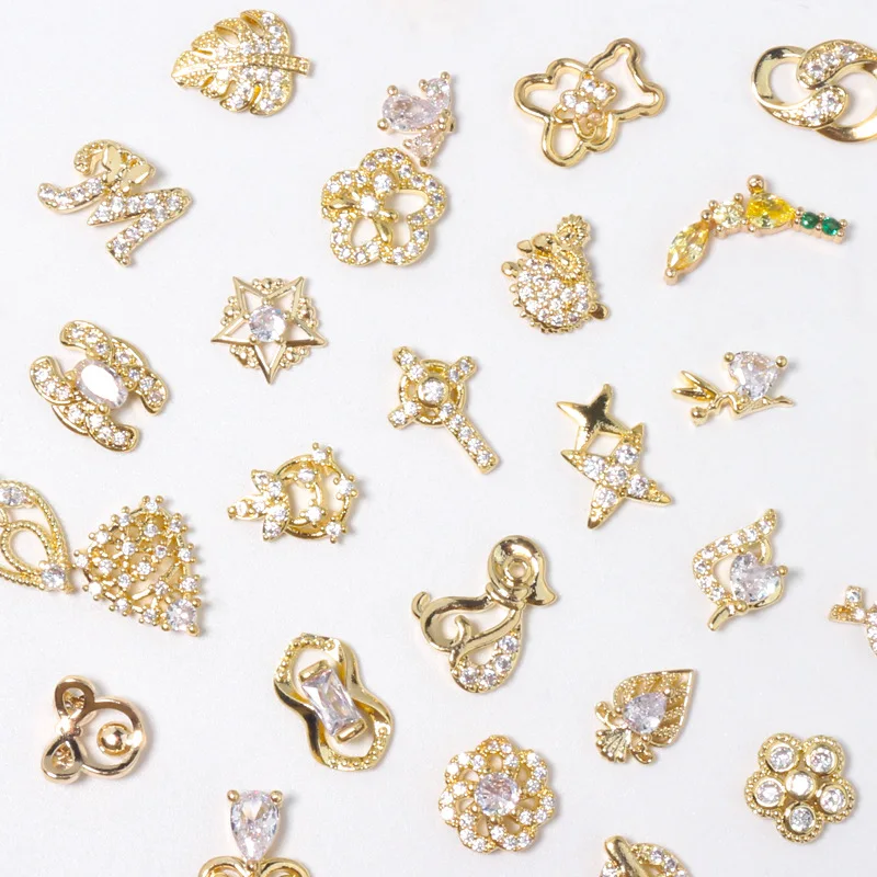 Luxury 3d Famous Jewelry Designer Nail Charms Metal Nail Rhinestones Decoration For Nail DIY