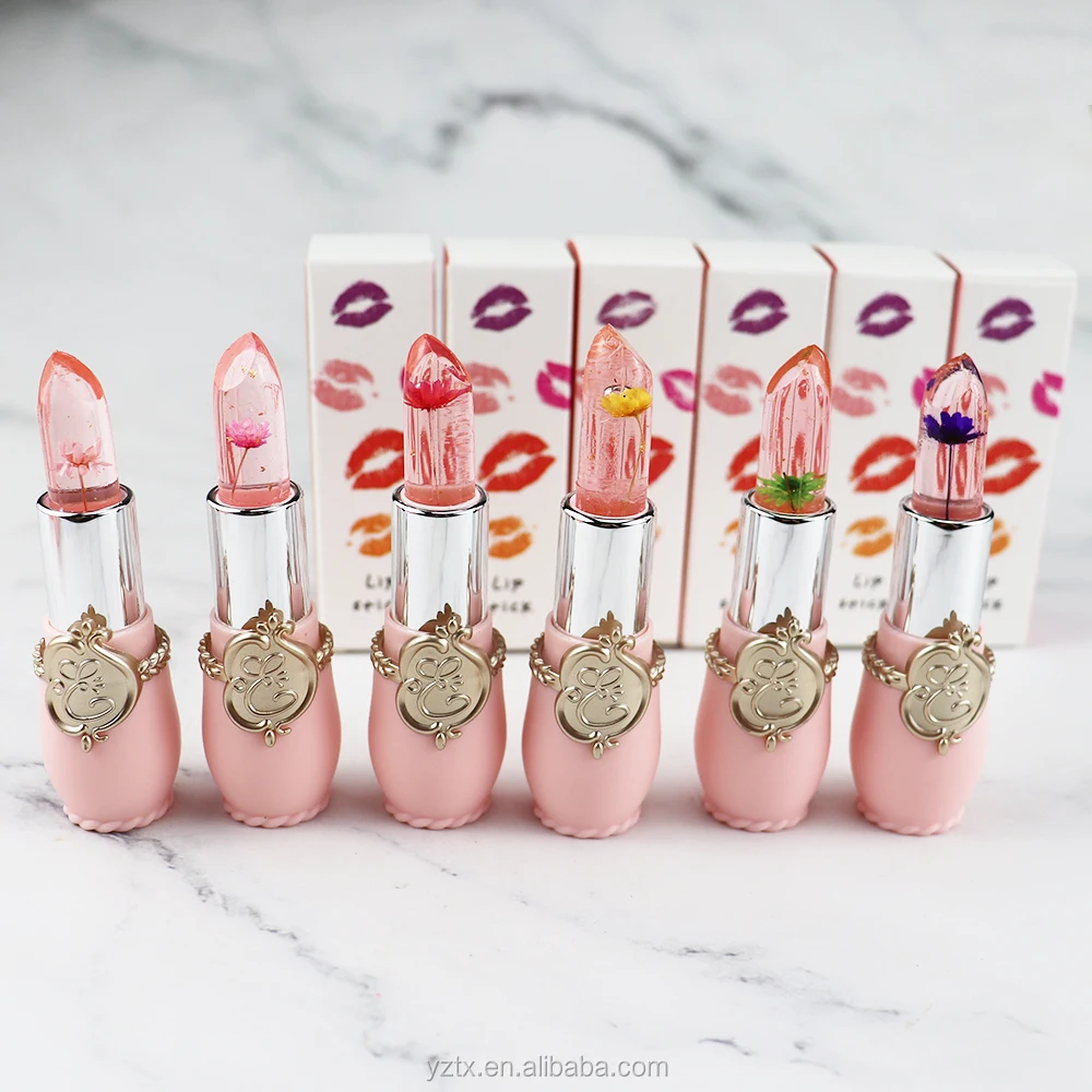 Well-stocked makeup 6 colors lipsticks jelly lipstick with fruit taste flower my own name