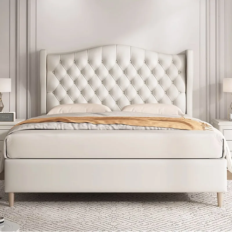 Customized Modern Wood Lit Complet 180x200 Avec Placard Classic Leather Bedroom Furniture Set King Size Luxury Bed Frame