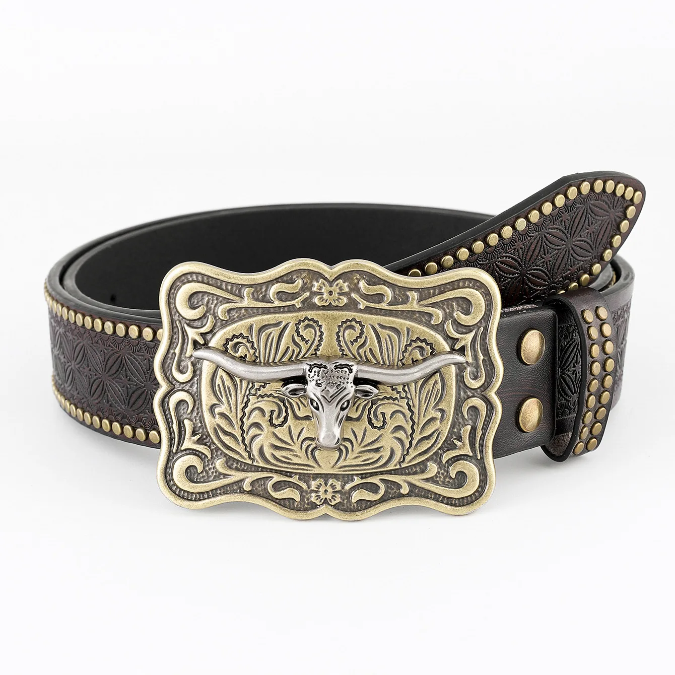 Wholesale Fashion Designer Vintage Genuine Leather Belt Western Cowboy Animal Style Zinc Alloy Buckle Punk Mens Belt