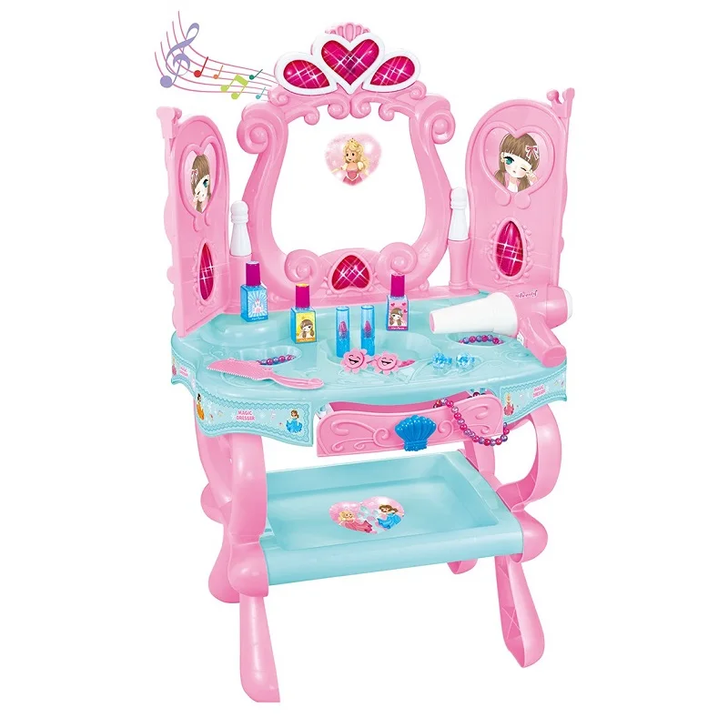 ODM/OEM Children Pretend Plastic Magic Toy Play Princess Dressing Table Play House Girl Beauty Make Up Toy Set For Girls Kids