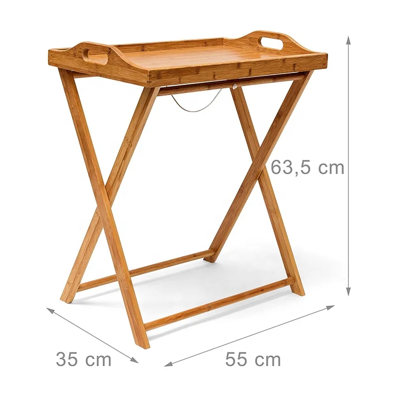 Folding living room bedroom bamboo wood bed sofa side coffee tv tray table