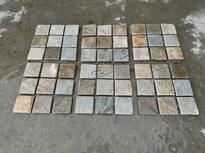 Modern Design Pattern Split Surface Slate Stone Mosaic Tile for Hotel Applications