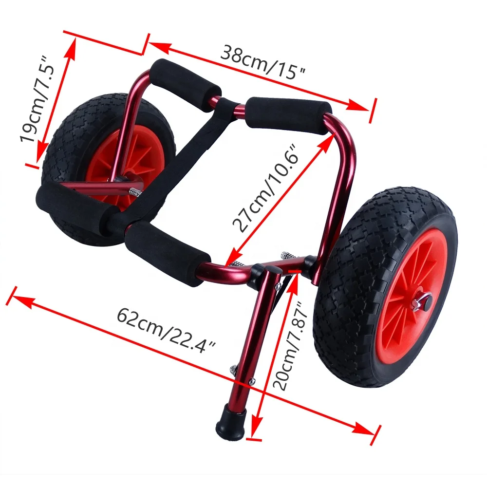 Aluminium heavy duty kayak canoe hand kayak dolly trailer kayak dolly cart with flat free wheels
