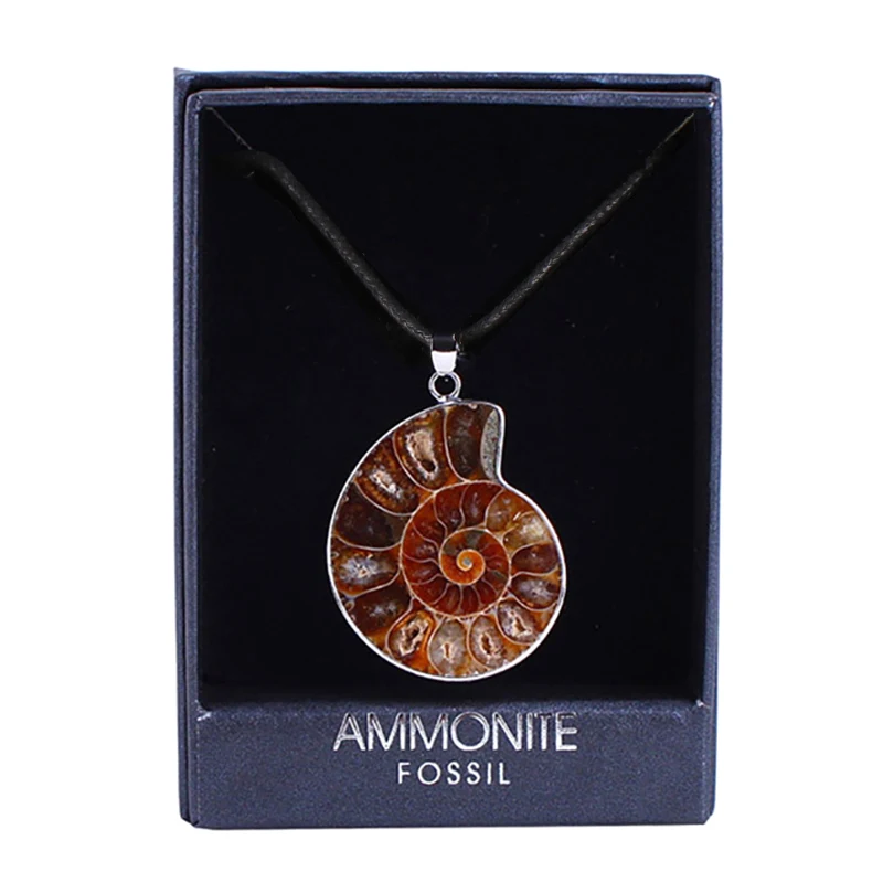 Wholesale Natural Conch Ammonite Silver Wrapped Pendant Natural Stone Pendant For Jewelry Making Hot Sale Christmas Gift