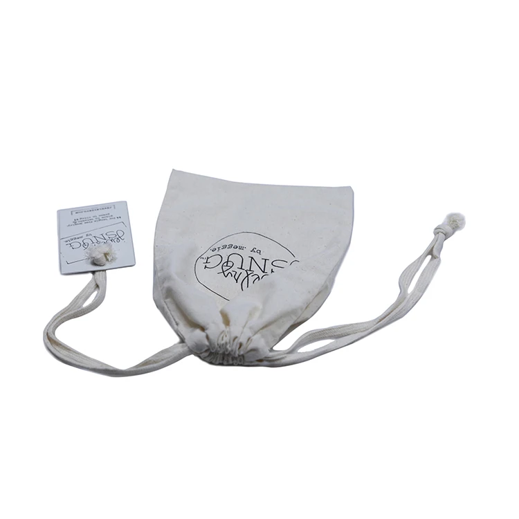 Custom Printed Logo White Muslin Small Jewelry Necklace Bracelet Coin Gift Drawstring Cotton Pouch Bag