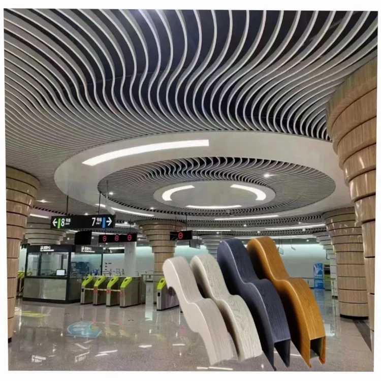 Modern Decorative False Ceiling Design Slat Ceiling Metal Aluminum Curve Baffle Ceiling