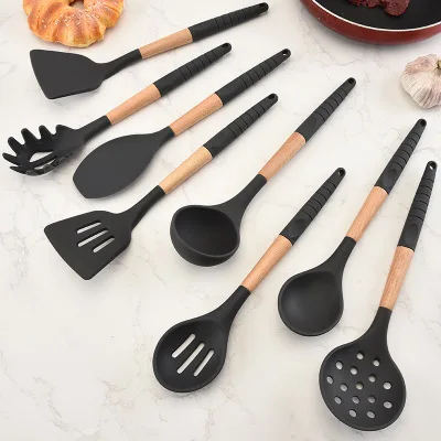 Cookware and Wooden Silicone Kitchen Utensils