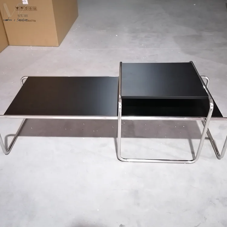 Classic Design Factory Stainless Steel Frame Wooden Top Mesa De Centro Coffee Table Set For Living Room