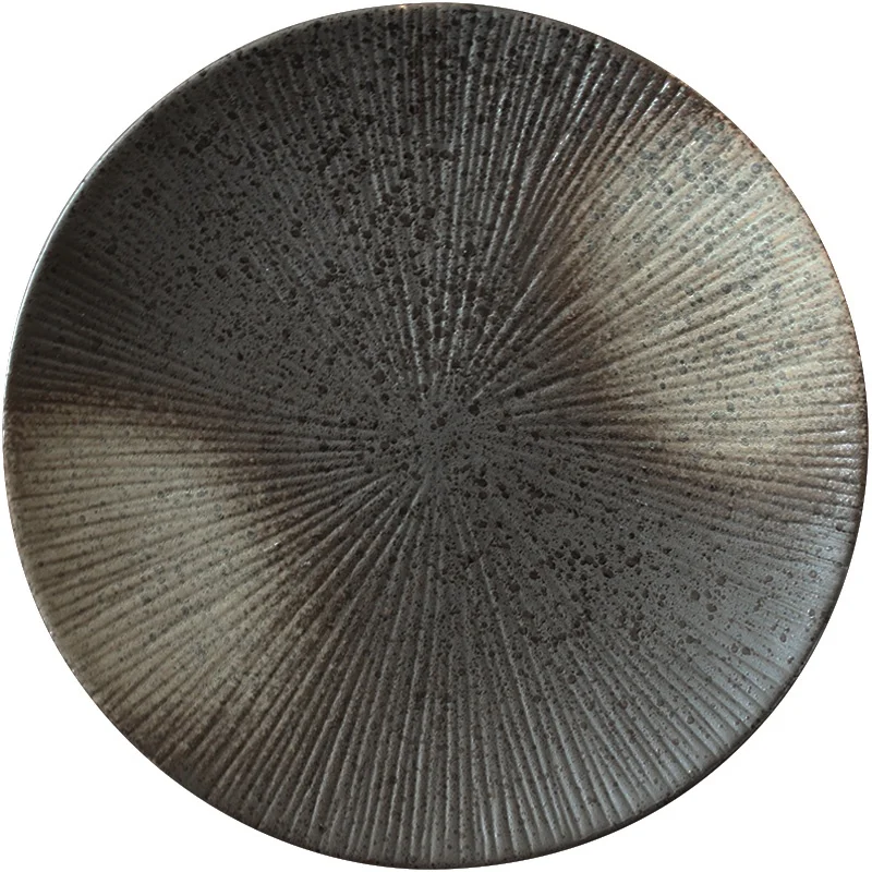 Wholesale Japanese Style Brown Stoneware Steak Plate Classic Ceramic Stock Plate