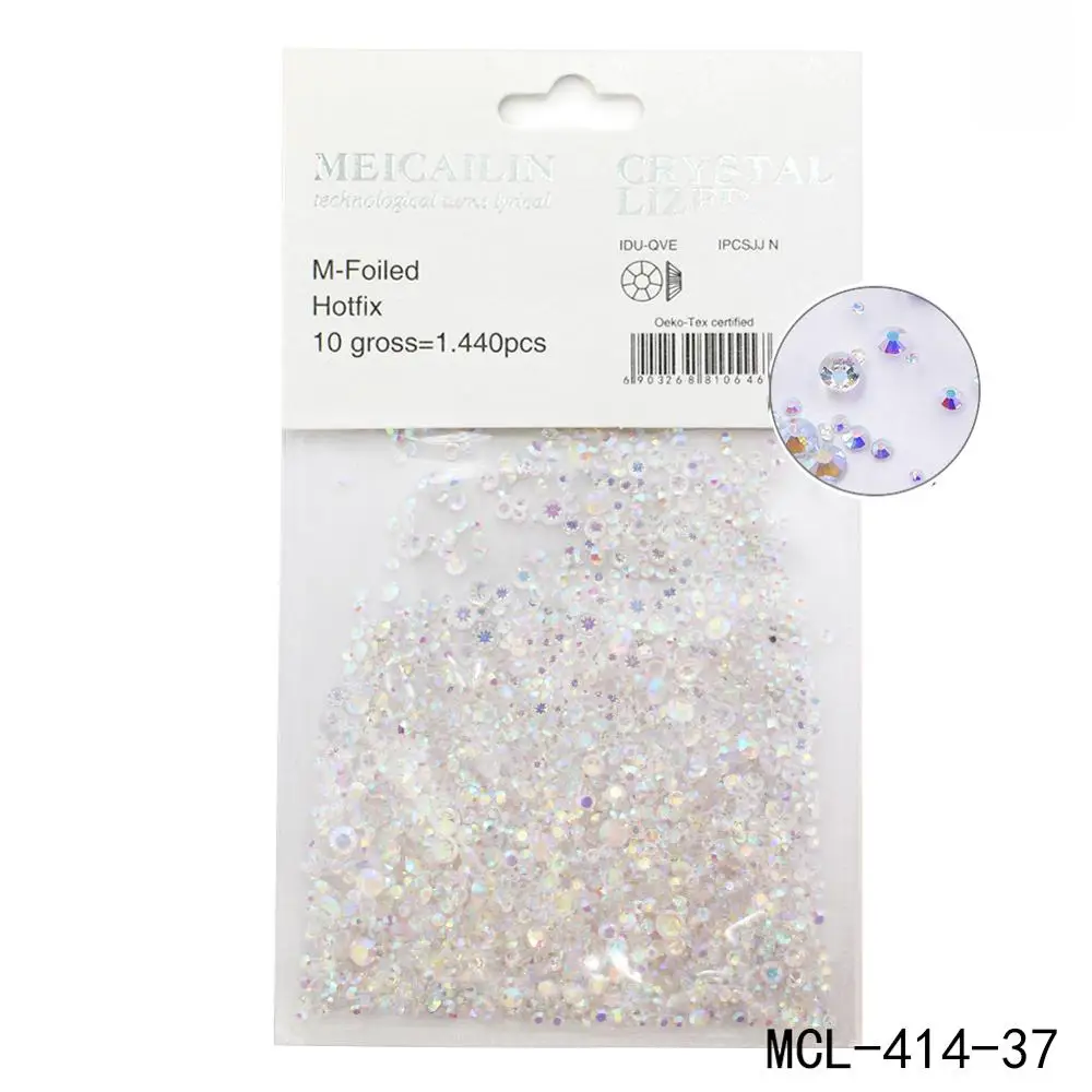 6 Grid Pack Flat Back Rhinestones Mixed sizes nail art crystal for nails