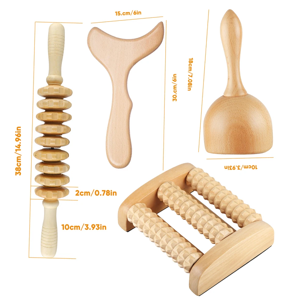 Body Sculpting Wooden Massage Tools Rolling Stick Maderotherapy Colombian Wood Therapy Kit Maderoterapia Wood Therapy Tools Set