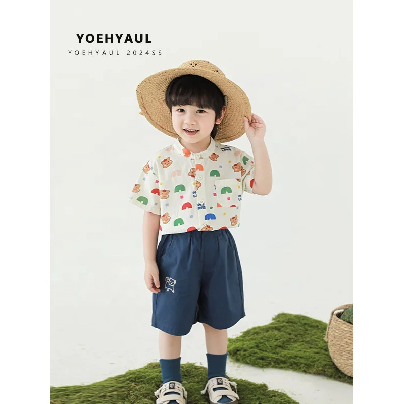 LN0051 Polo Colorful Digital Print Casual Toddler Boys Summer T-shirt High Quality Children Top Baby Boys Wholesale Cotton Shirt