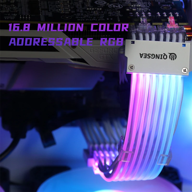 2*8p Pin ATX RGB Sleeved Cable Software Synchronization ARGB decorative Extension cord Cable Kit 5V 3Pin Synchronous DOUBLE head