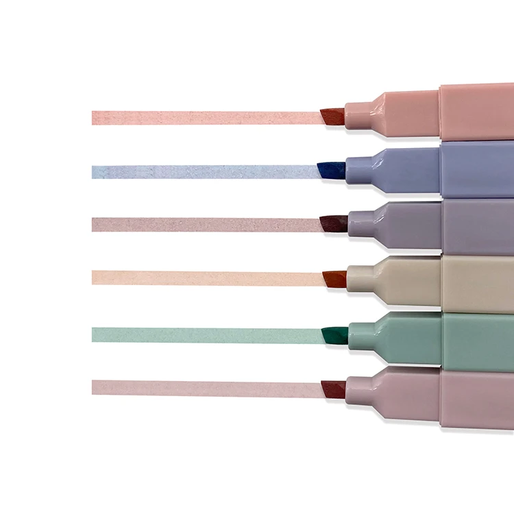 Factory wholesale custom 6 8 12 24 pcs bible pastel aesthetic highlighter pen set non-toxic no bleed square marker for bible