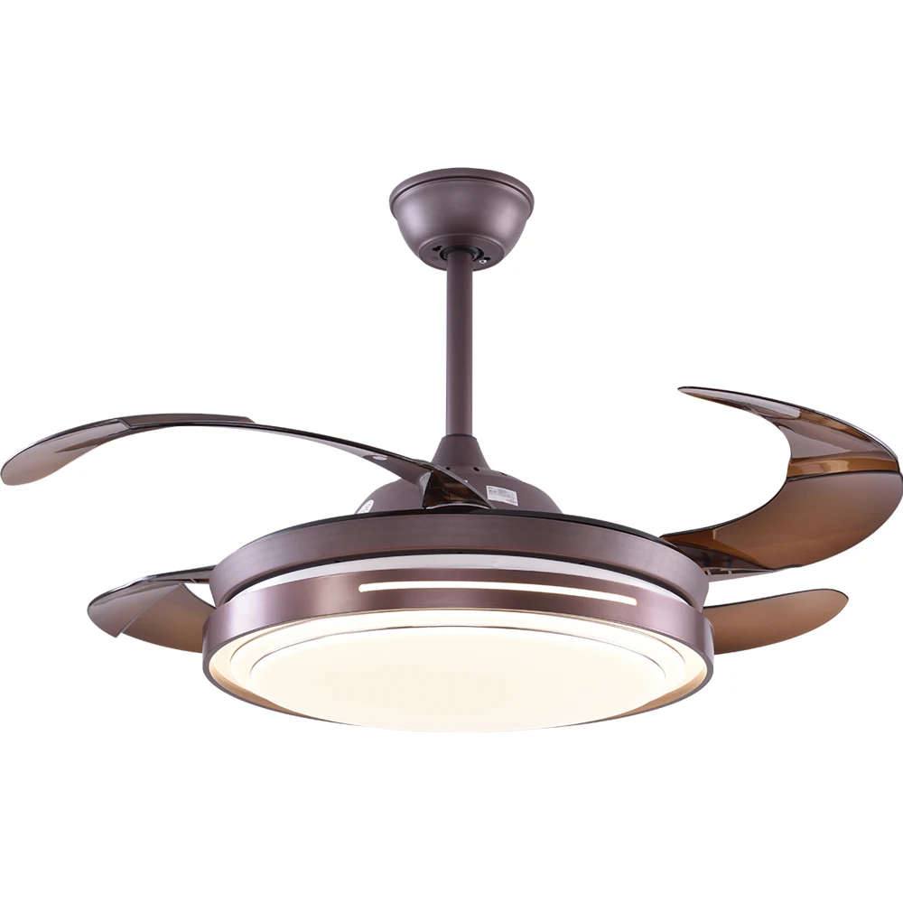Breezelux 42 inch retractable remote control bladeless PC ceiling fan with light LED modern