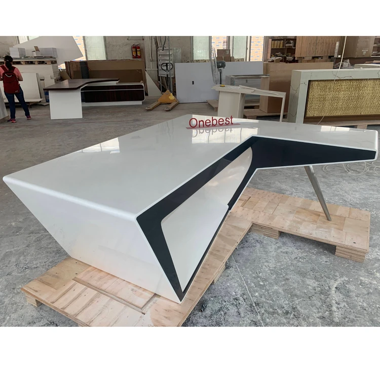 Cheap Acrylic L Shape Office Manager Ceo Writing Desk Home Computer Table Set