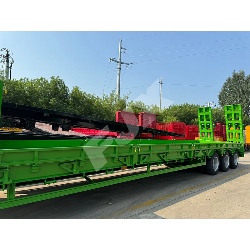 new 3 axles carry 60ton 70ton 100ton construction machinery heavy equipment lowboy lowbed semi truck trailer for sale
