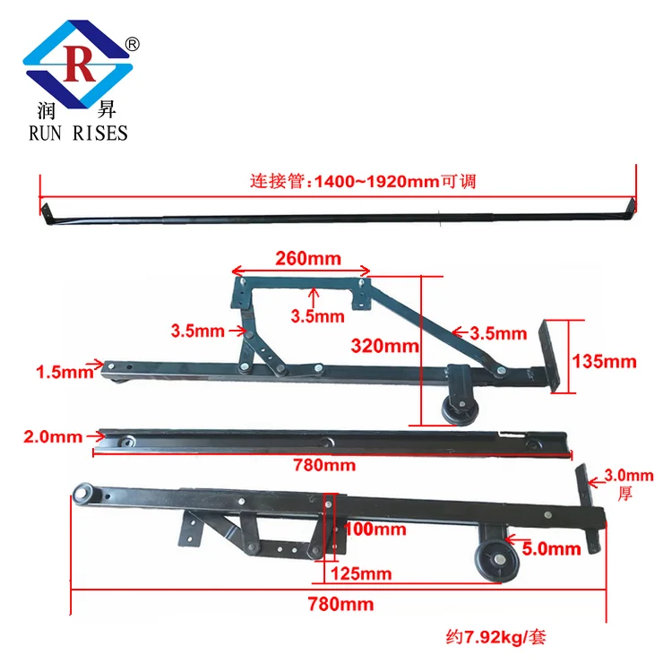 Sofa Accessories Furniture Hardware Metal Pull Out Sofa Bed Mechanism Black Folding Sofa Bed Lift Mechanism with Wheels