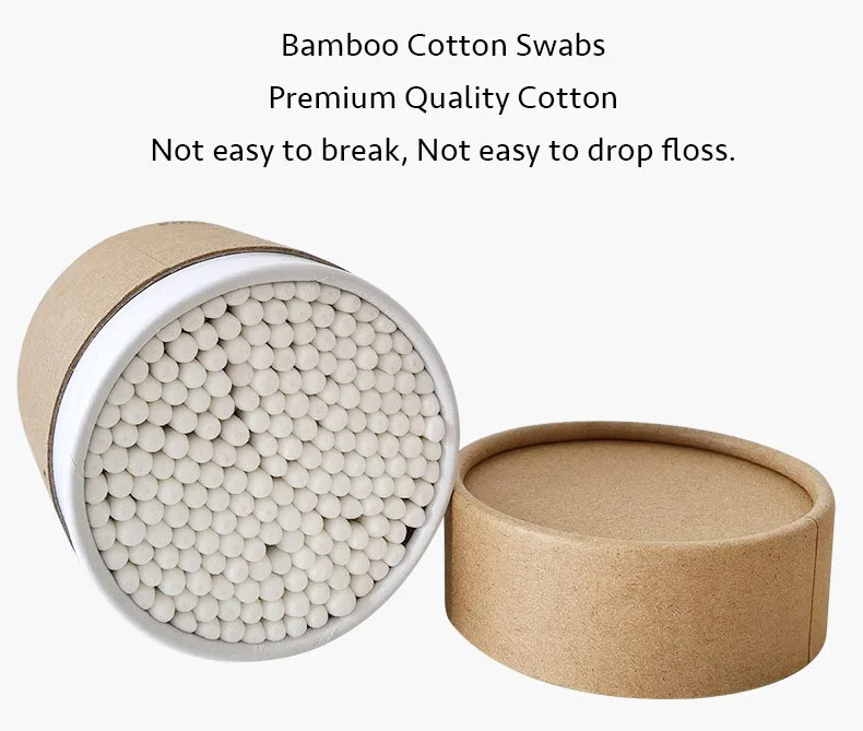 Private Label Bamboo Cotton Swabs Biodegradable Organic Wooden Cotton Buds 100% Eco-Friendly Natural Double Tipped Ear Sticks