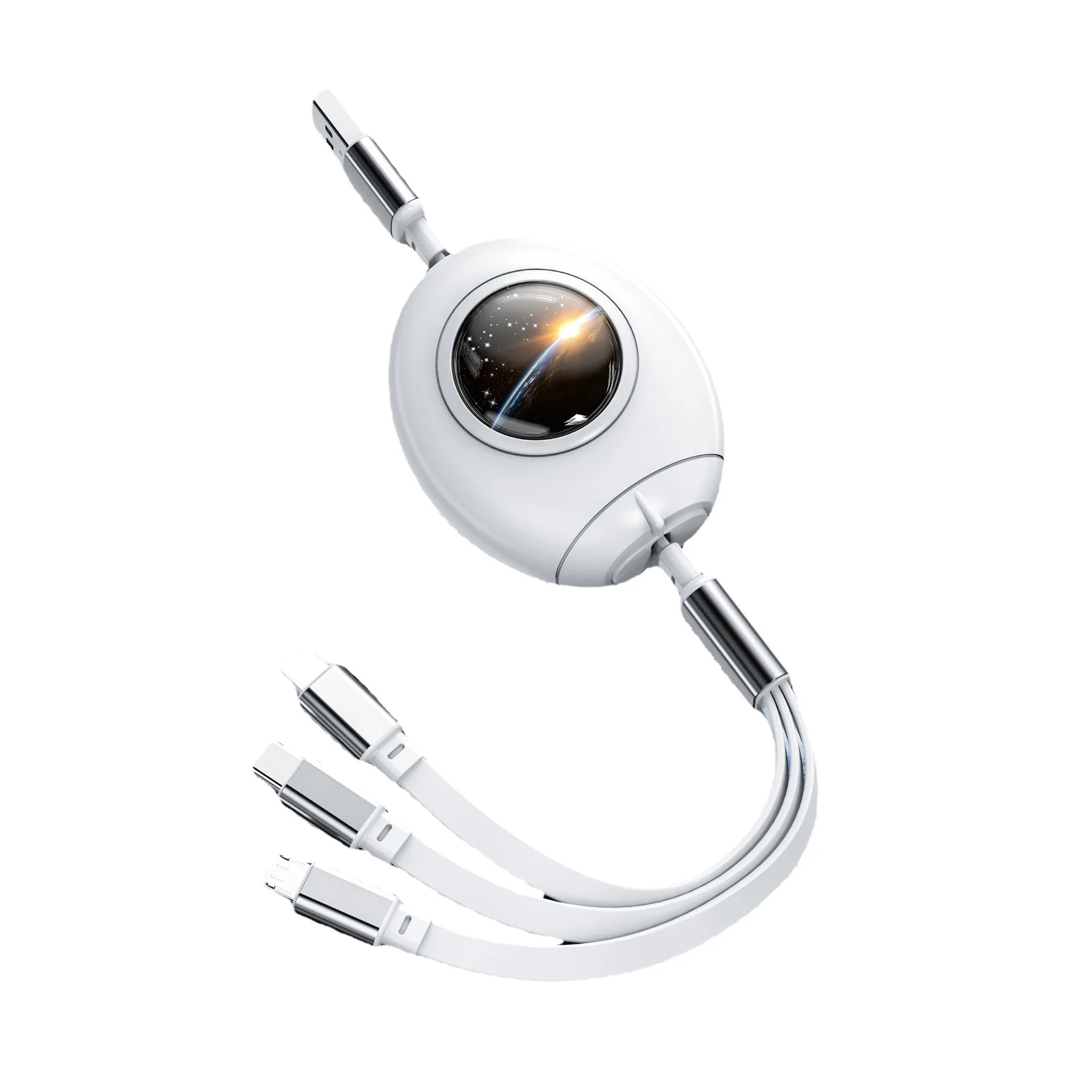 New Rocket Telescopic Data Line 3-in-1 3A Fast Charge China-Chic One Drag Three Charge Wire Small Gift Custom Spot