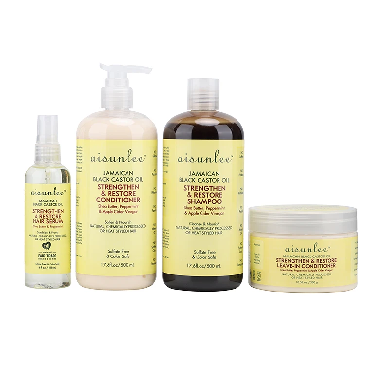 Private Label 500ml Organic Jamaican Black Castor Oil Shampoo and Conditioner for Hair Growth