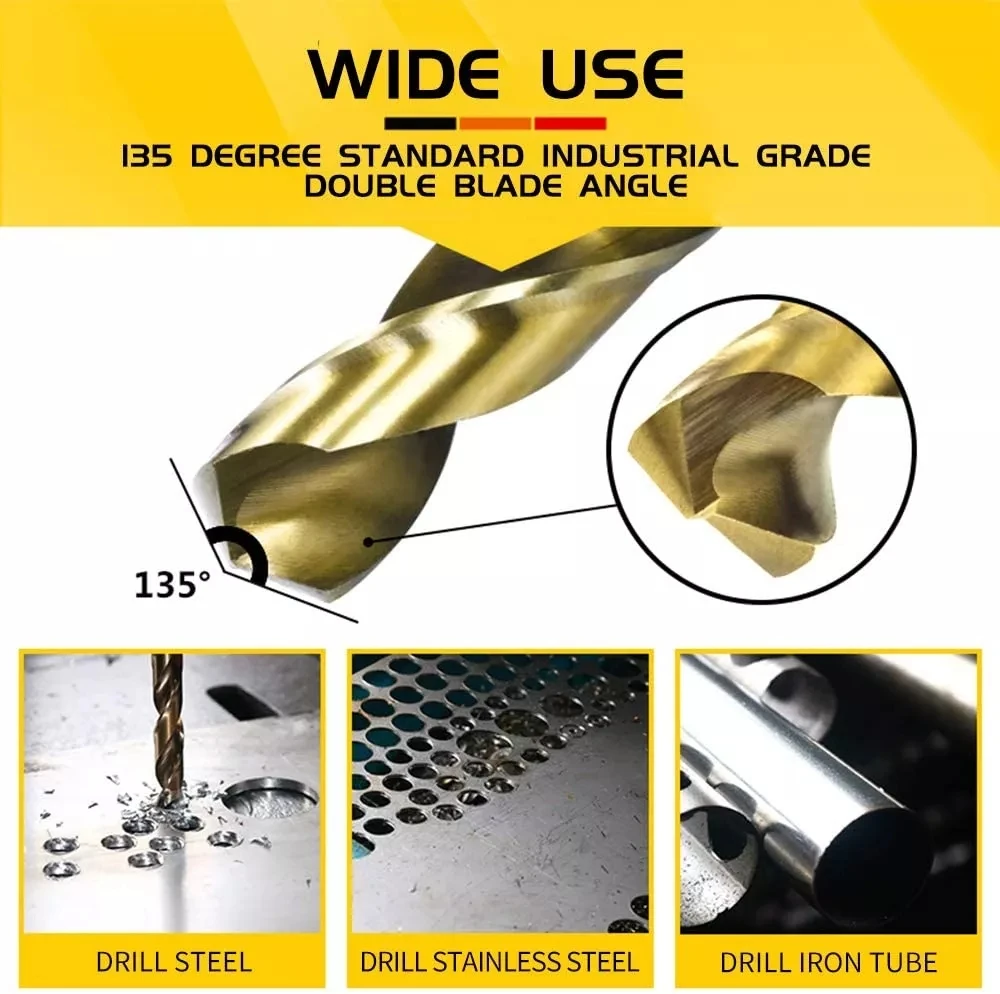 High Speed Steel  Twist Jobber Length for Hardened Metal Stainless Steel Cast Iron and Wood Plastic