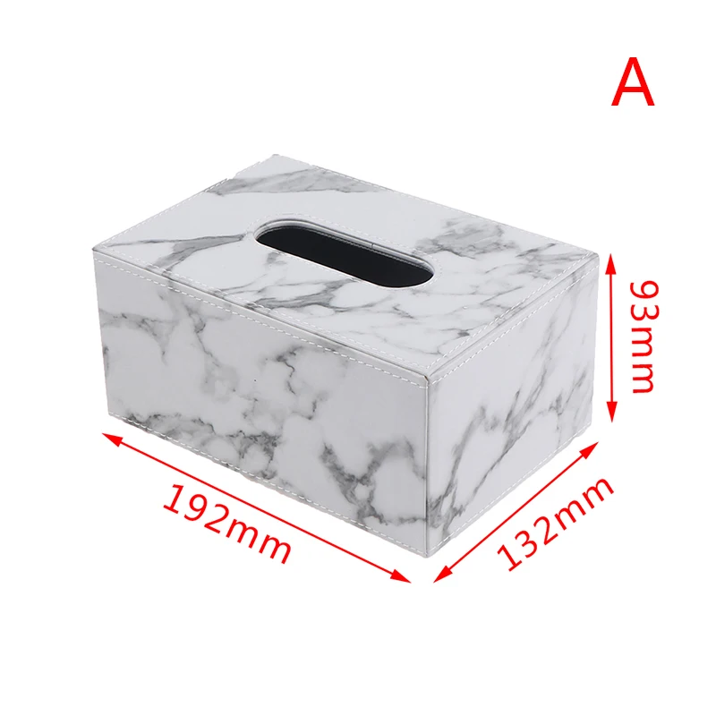 Modern Marble Rectangle Faux Leather Tissue Box Napkin Toilet Paper Holder Case Dispenser Home Decoration
