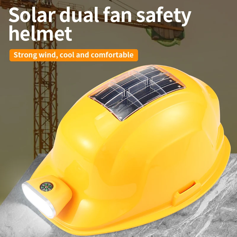 Solar fan hard hat site air conditioning hard hat man electric fan hat charging Bluetooth helmet cooling in summer