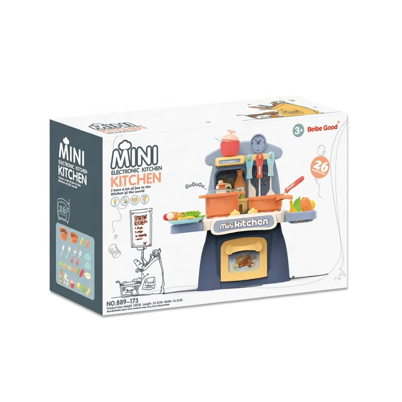 26PCS Educational Pretend Play Set Girls Cooking Table Game for Kids Plastic Mini Kitchen Toy