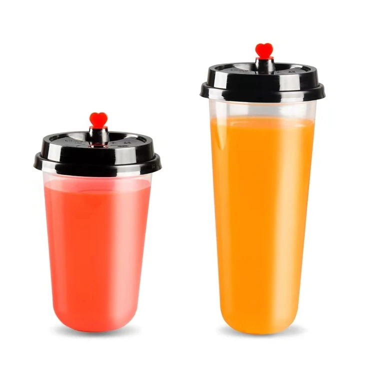 500ml Custom Logo Transparent Juice Tea Coffee Disposable Pp Clear Plastic Cup U Shape