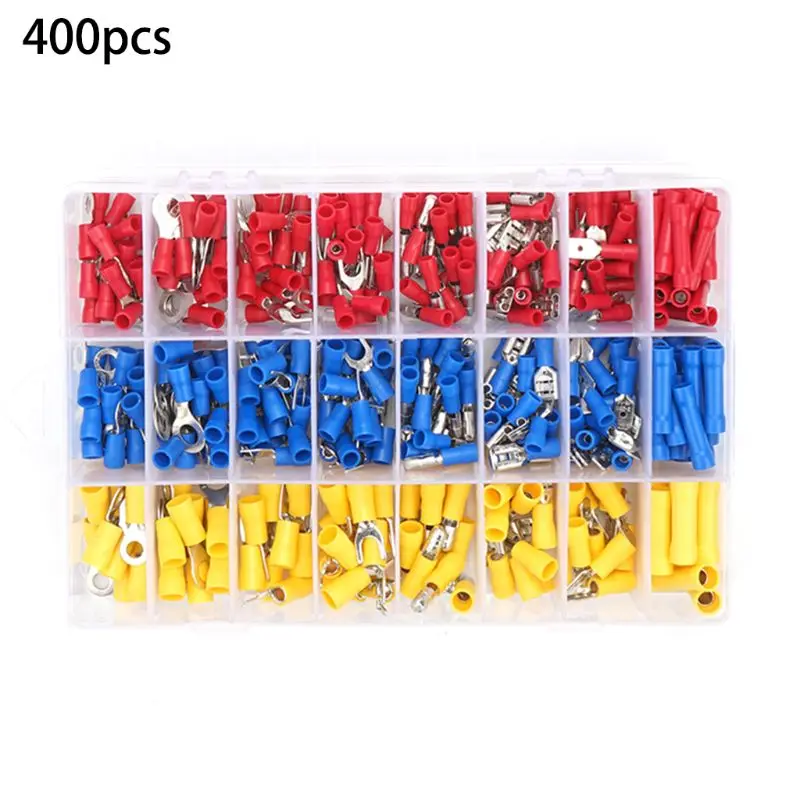 Комплект термоусадочных соединителей для проводов 400 шт. 24 значения электрические разъемы изолированные клеммы обжимные кольца ячейки Морские водонепроницаемые