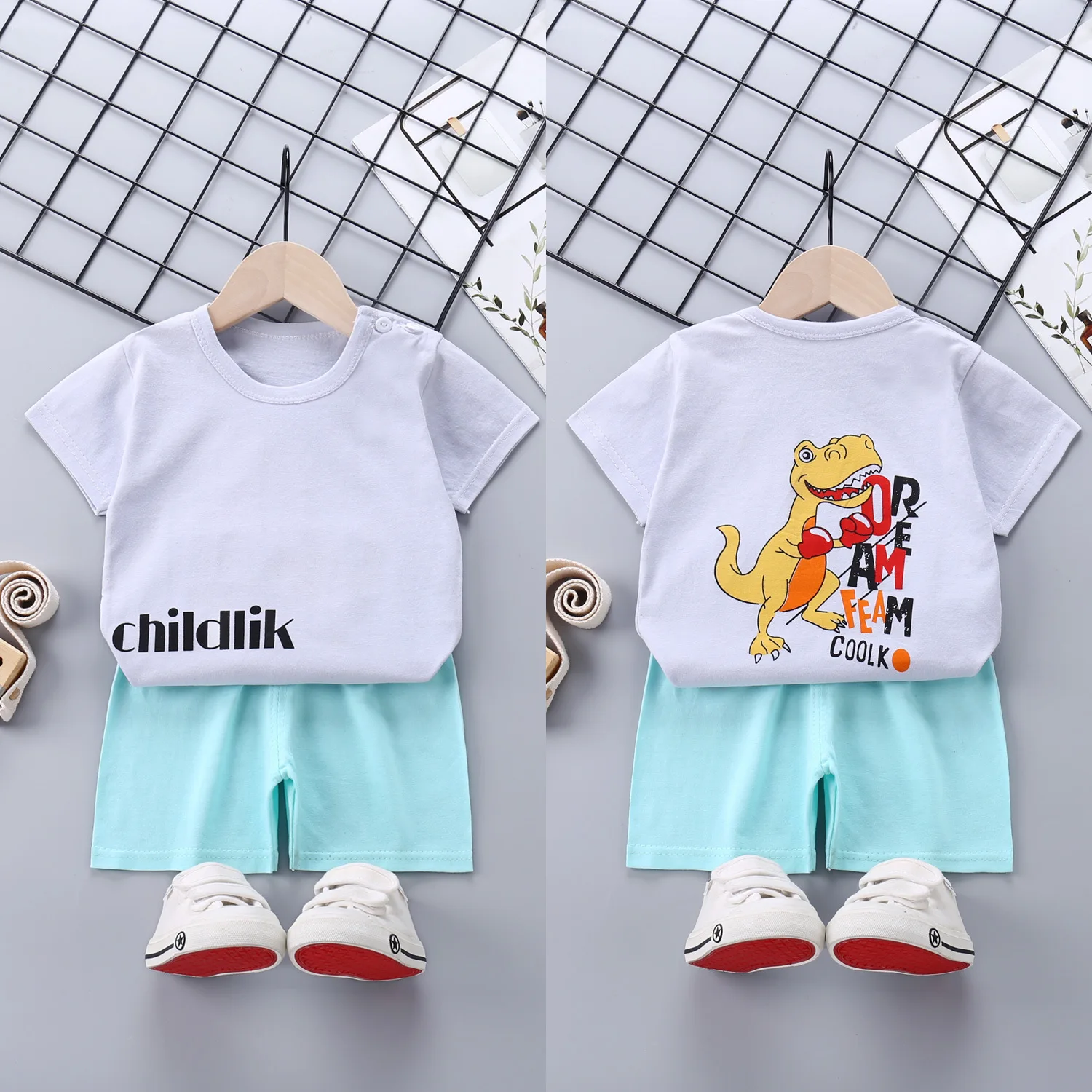 Wholesale Baby Short Sleeves Pure Cotton Sets The New Style Baby Colorful Clothes For Girls And Boys