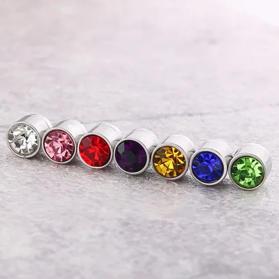European and American fashion titanium steel no pierced magnet ear clip stainless steel super flash 5mm zircon ear studs