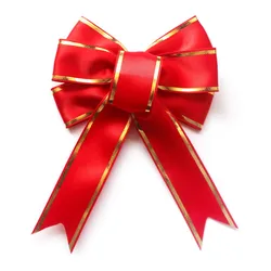 wholesale pre made red christmas ribbon bows with gold edge