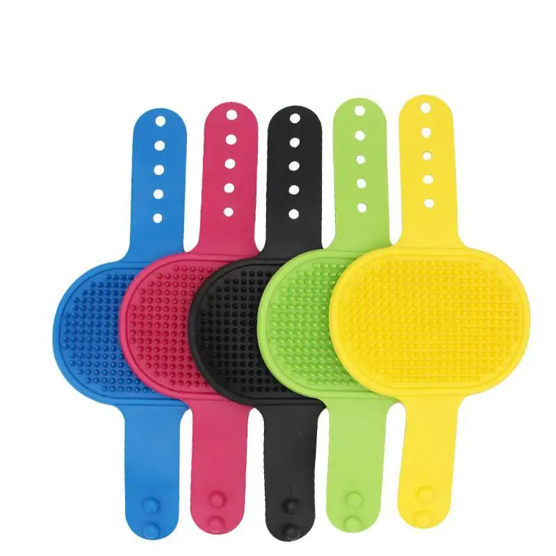 Silicone Dog Grooming Brush  Pet Shampoo Bath Brush Soothing Massage Rubber Comb with Adjustable Ring