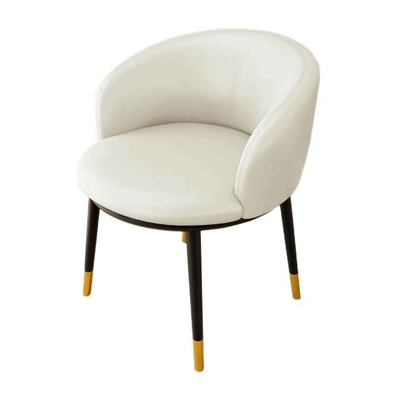 Round Leather Modern French Bistro Waiting Cafe Dining Chairs
