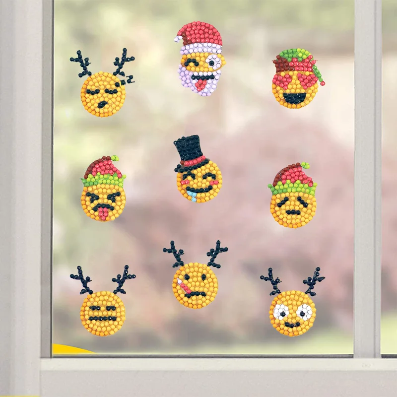 2023Hot Selling 5D DIY Diamond Painting Sticker Festival Christmas Santa Clause Sticker Sold By Set For Adults