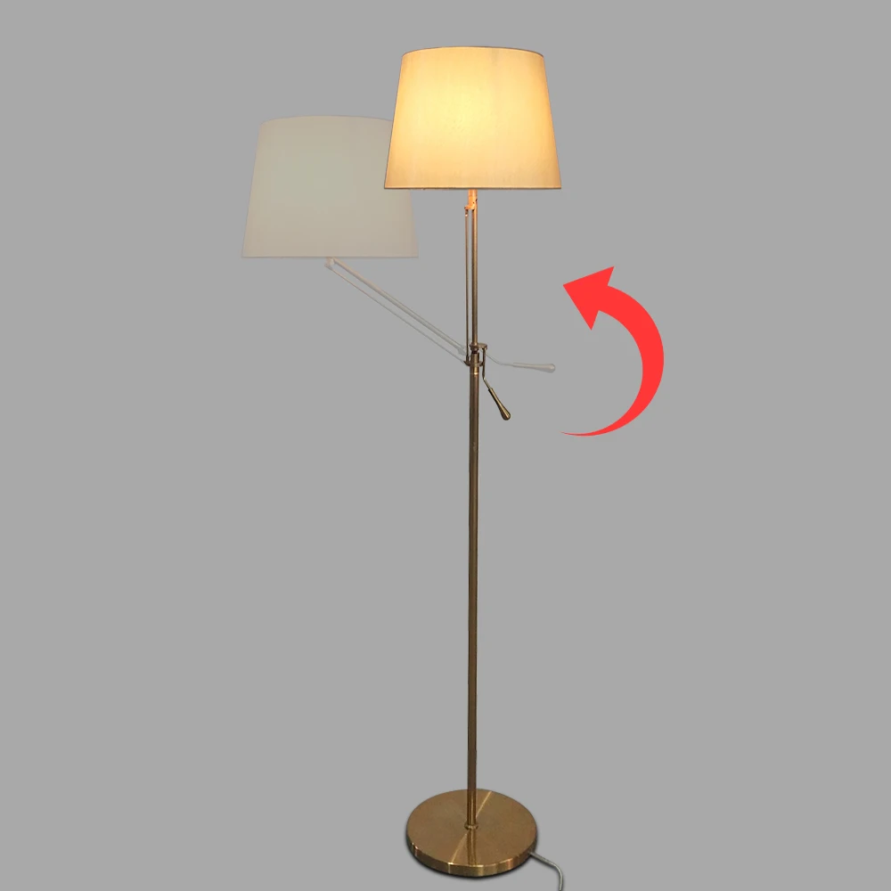 Rebecca Custom light wolf silk and hard backedchampagine rocker arm light pole adjustable lamp shade Angle floor lamp