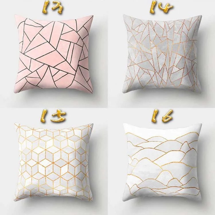 Soft Peach Skin Pillow Cushion Cover Marble Geometric Sofa  Pillow Covers for Sofa car