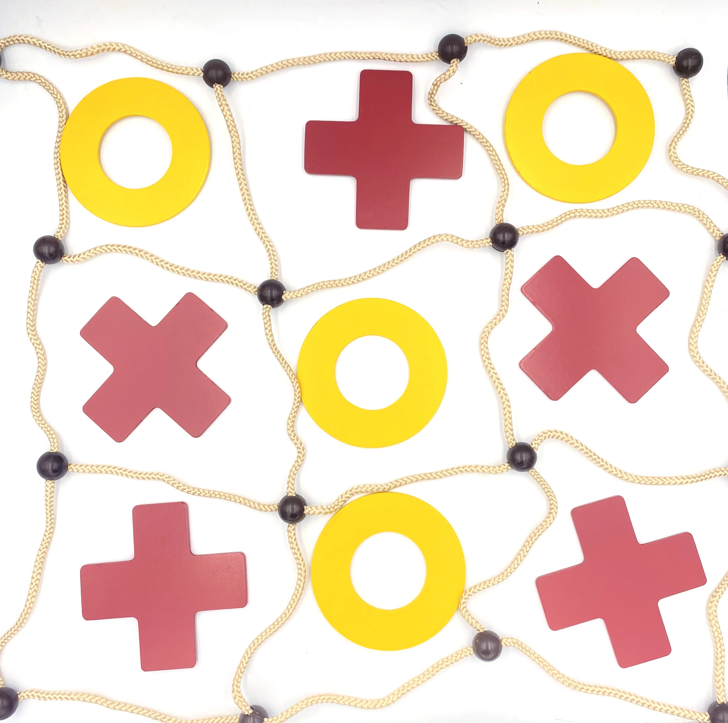 2023 Factory Direct Giant Wooden Tic Tac Toe Game X & O Pieces with Rope Game Board