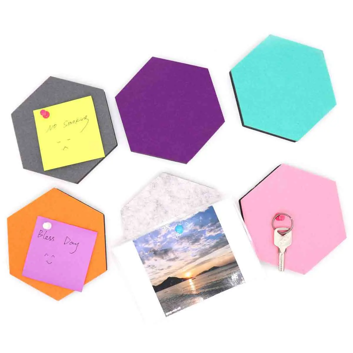 
Self Adhesive Bulletin Memo Photo Cork Boards Colorful Foam Wall Decorative Tiles Hexagon Felt Pin Board 