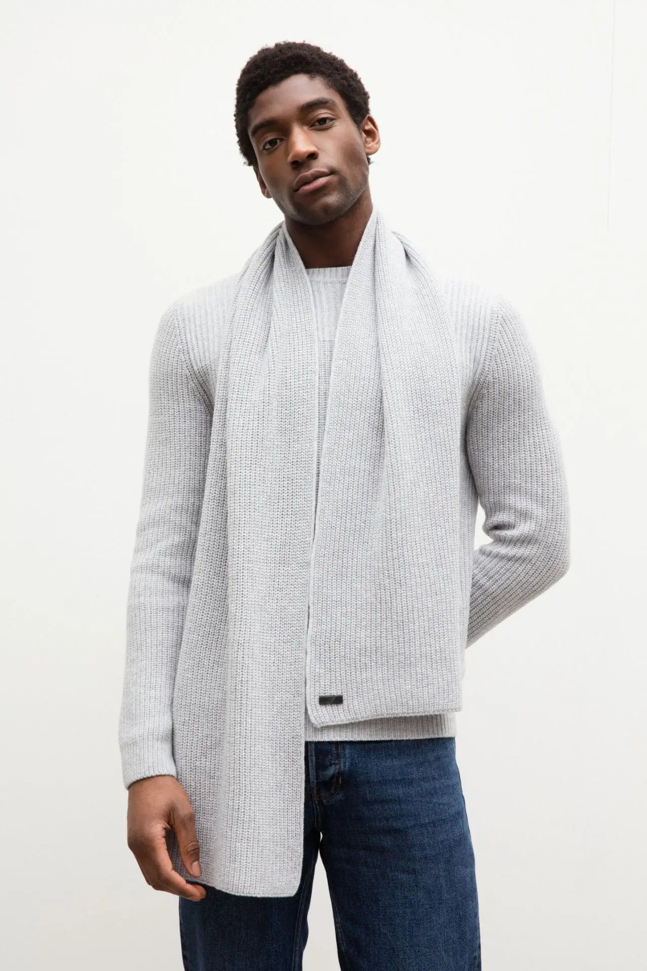 Custom support rib knit autumn pure cashmere men scarf