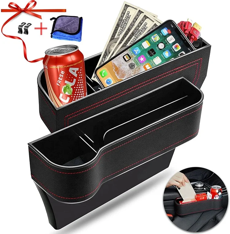 Новый роскошный Органайзер из искусственной кожи с боковым зазором для автомобильного сиденья коробка хранения большим держателем бутылки и чашки